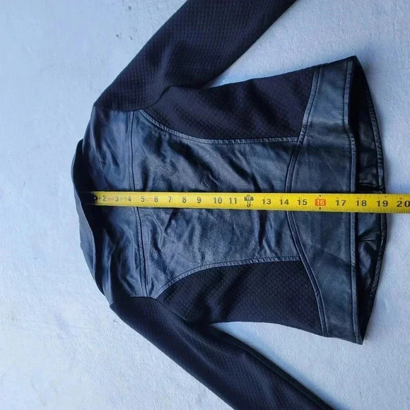 Ella Moss Girls Solid Black Faux Leather Quilted Long Sleeve Jacket Size 12 - Picture 6 of 10